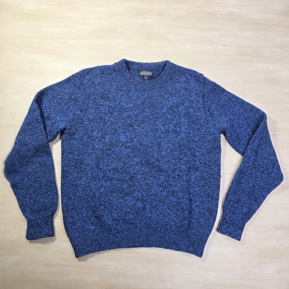 Vintage‎ Lands End Wool Blend Sweater Made in USA Blue Black Size Large Long